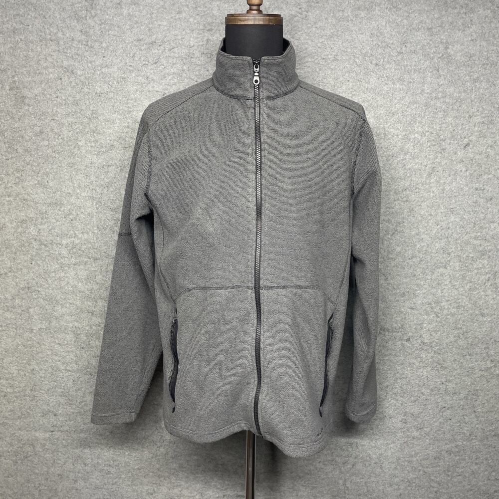 ExOfficio Men’s Large Gray Full Zip Fleece Jacket Outdoor Travel Hiking Gorpcore